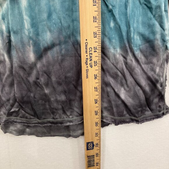 New XCVI Medium Blue Gray Tie Dye Boho Ultra Soft Stretch Long Sleeve Top - Picture 4 of 9